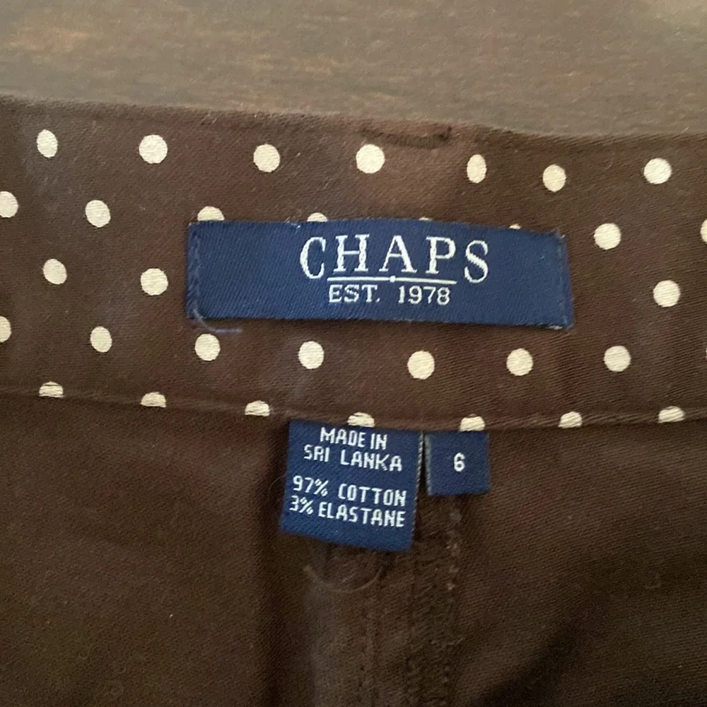 Chaps Brown Polka Dot Pants Business Casual Office Preppy  Cotton Blend Size 6